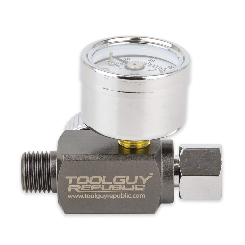 Tool Guy Republic Air Adjusting Regulator Valve with Pressure Gauge for Spray Guns and Air Tools (1/4â€ NPS) (Analog Pressure Gauge) - Image 3